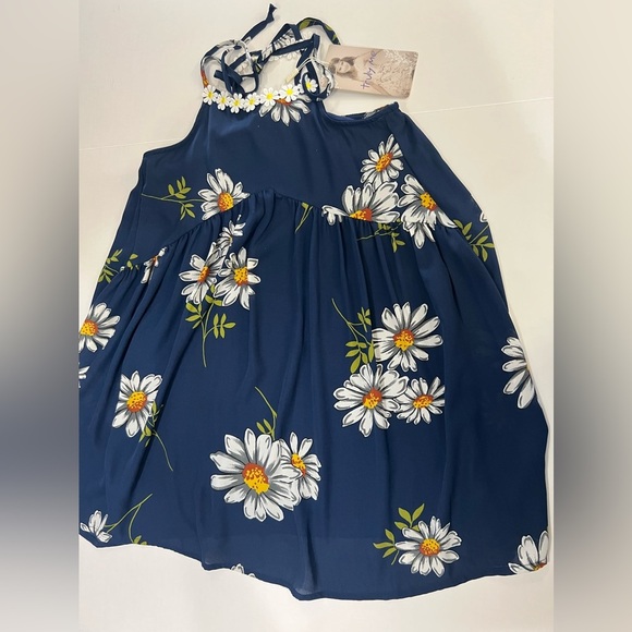 Truly Me Blue and White Sleeveless Halter Sundress - Picture 4 of 8